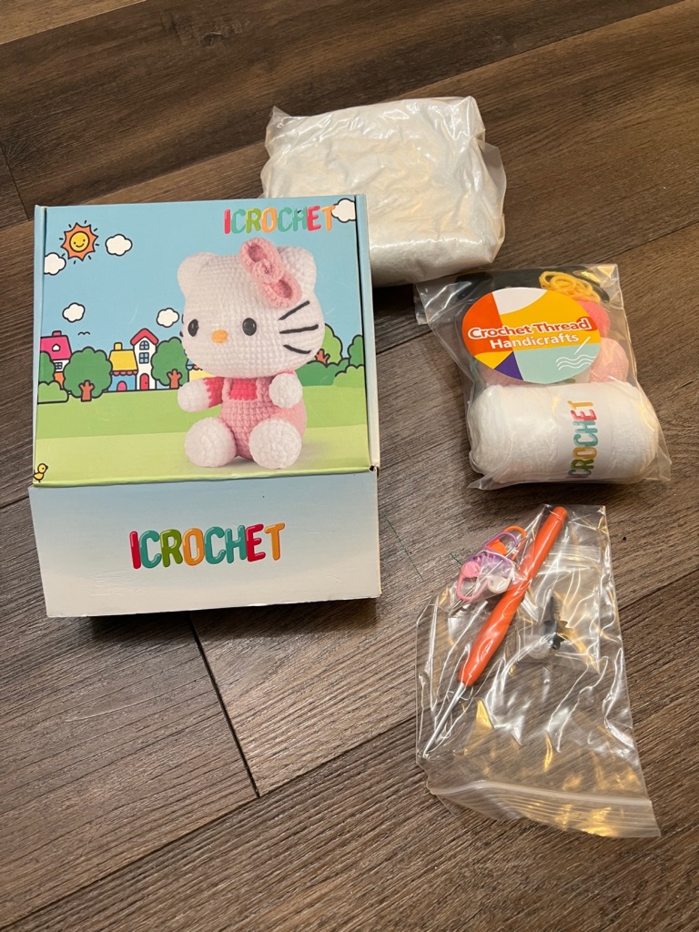 Hello Kitty Pink and White Crochet Plush Kit